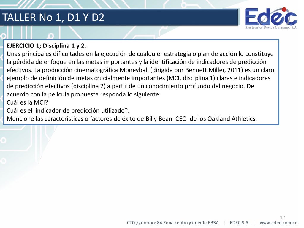 TALLER No 1, D1 Y D2 EJERCICIO 1; Disciplina 1 y 2.