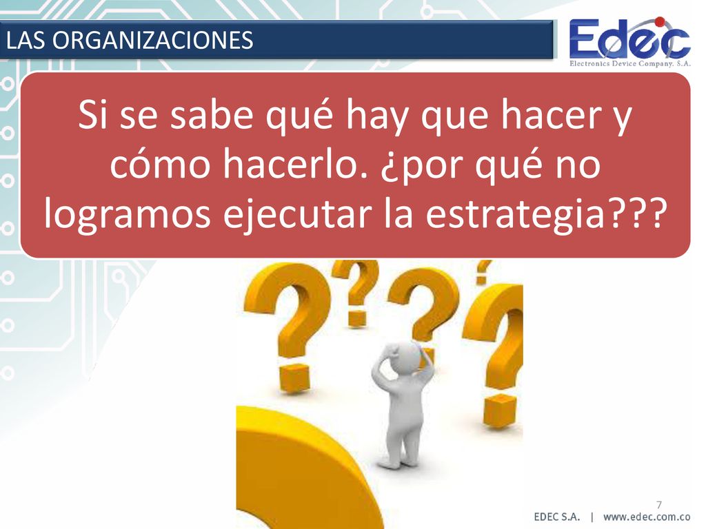 LAS ORGANIZACIONES Si se sabe qué hay que hacer y cómo hacerlo.