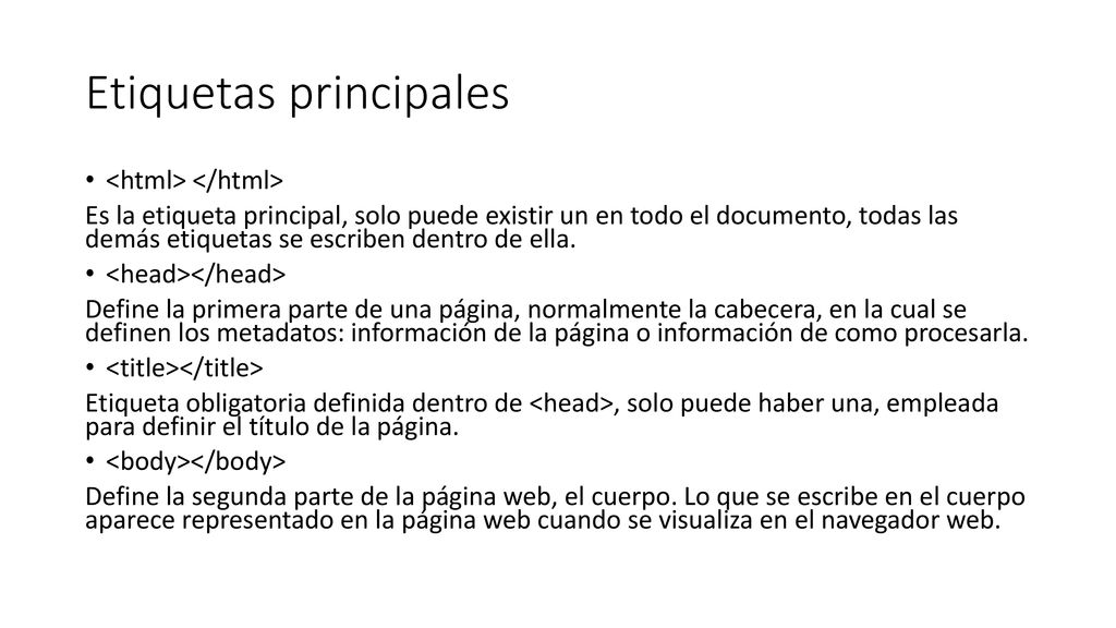 Etiquetas principales