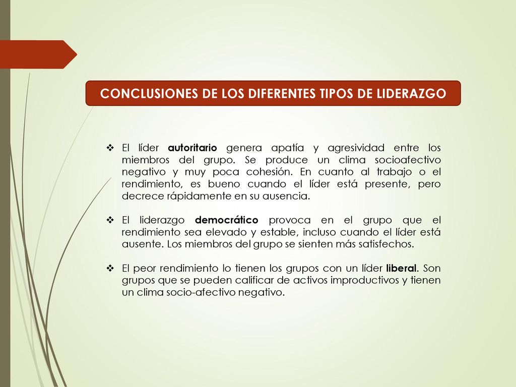 CONCLUSIONES DE LOS DIFERENTES TIPOS DE LIDERAZGO