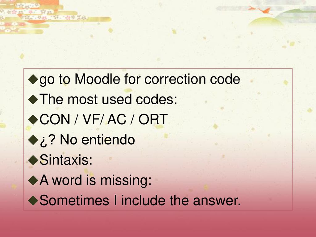 go to Moodle for correction code
