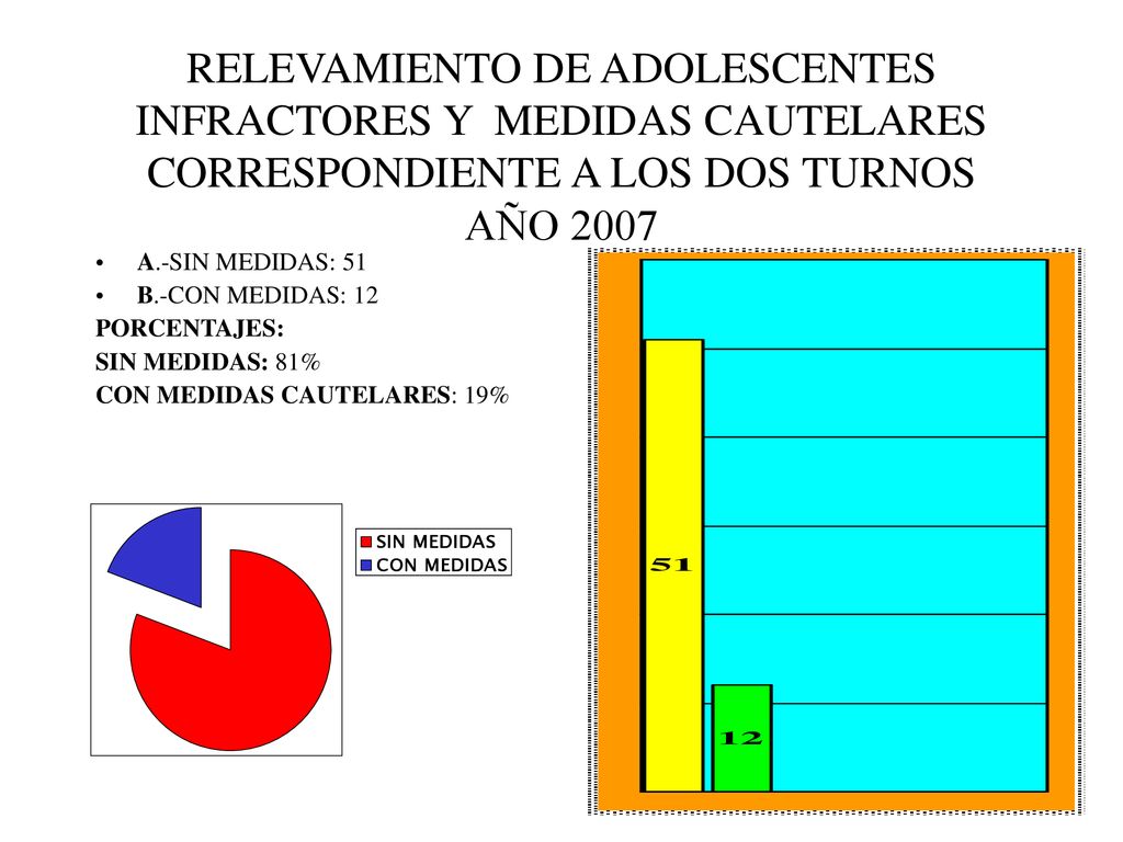 RELEVAMIENTO DE ADOLESCENTES INFRACTORES Y MEDIDAS CAUTELARES CORRESPONDIENTE A LOS DOS TURNOS AÑO 2007