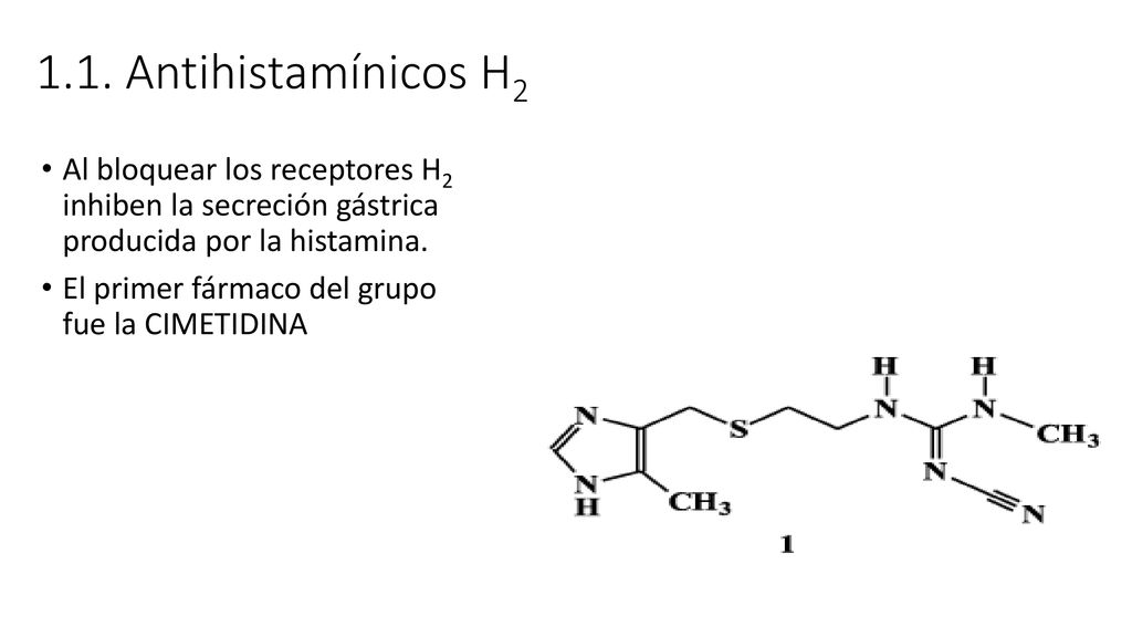 1.1. Antihistamínicos H2 Al bloquear los receptores H2 inhiben la secreción gástrica producida por la histamina.