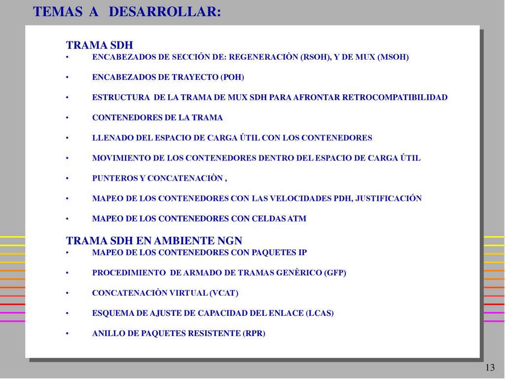 TEMAS A DESARROLLAR: TRAMA SDH TRAMA SDH EN AMBIENTE NGN