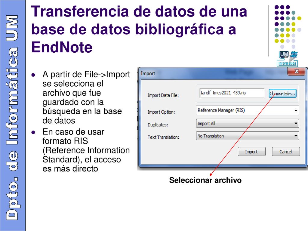 Transferencia de datos de una base de datos bibliográfica a EndNote