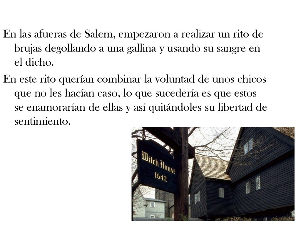 En las afueras de Salem, empezaron a realizar un rito de brujas degollando a una gallina y usando su sangre en el dicho.