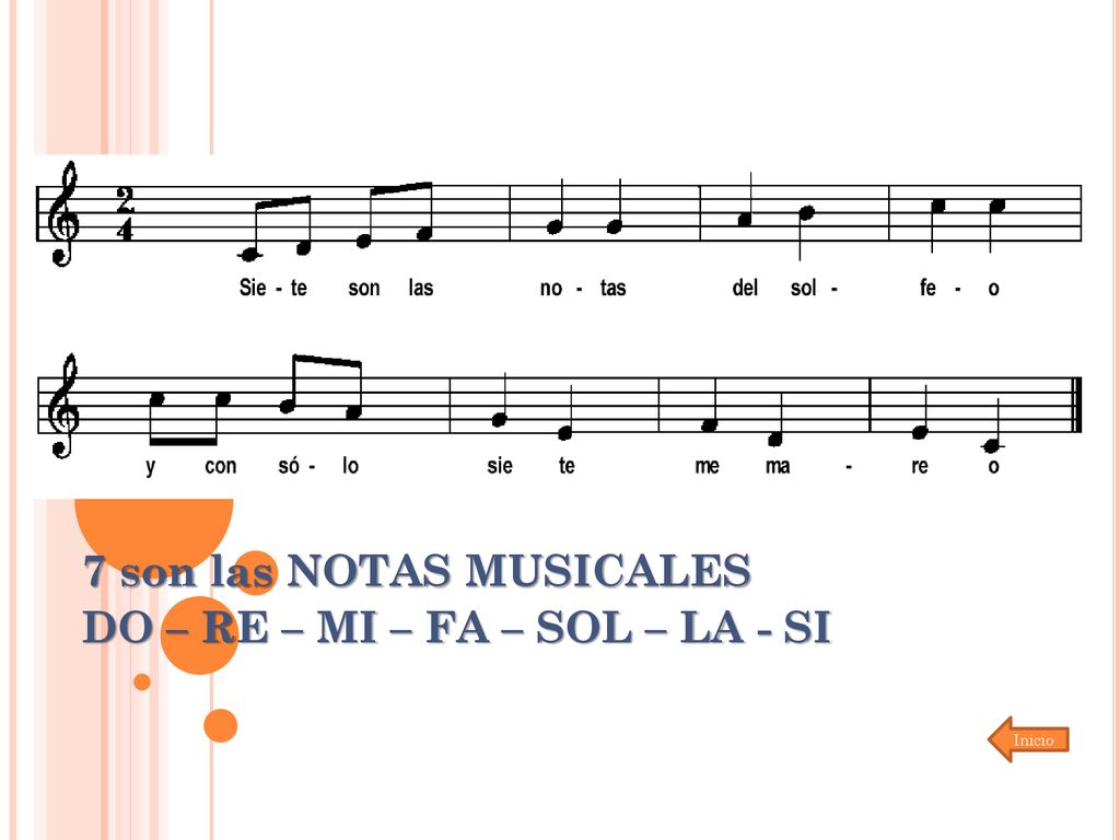 7 son las NOTAS MUSICALES DO – RE – MI – FA – SOL – LA - SI