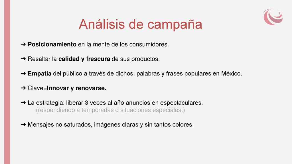 Análisis de campaña Posicionamiento en la mente de los consumidores.