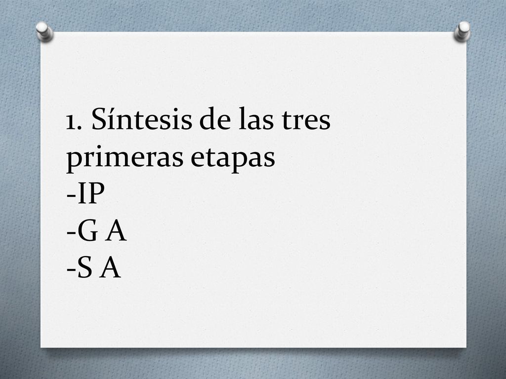 1. Síntesis de las tres primeras etapas -IP -G A -S A