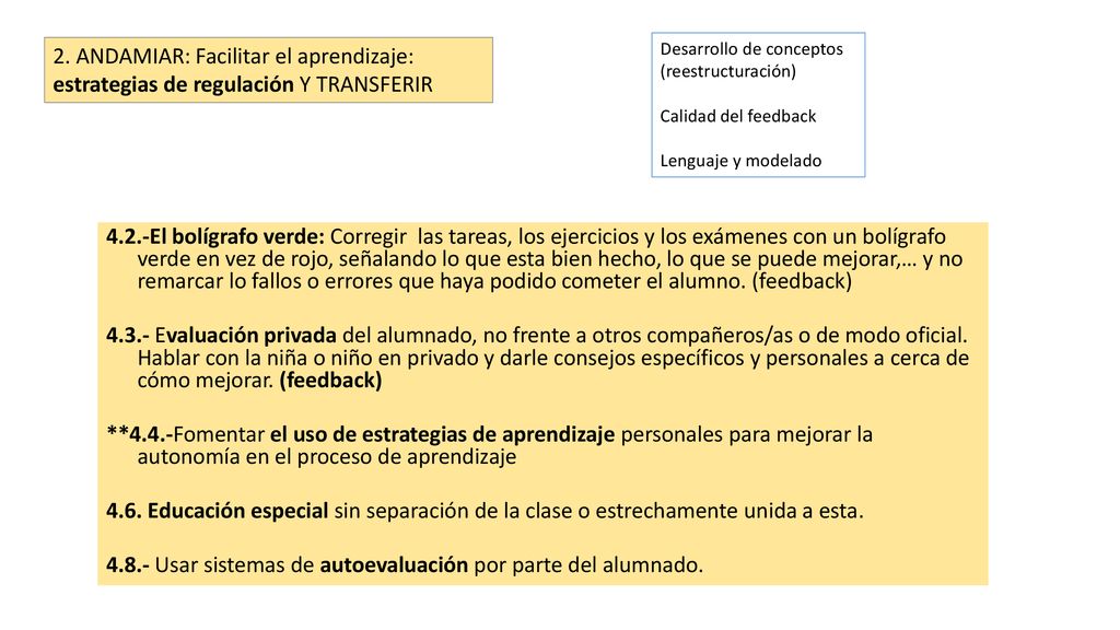 4.8.- Usar sistemas de autoevaluación por parte del alumnado.
