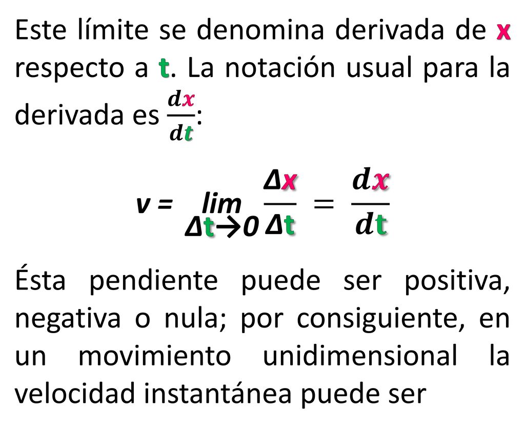 Este límite se denomina derivada de x respecto a t