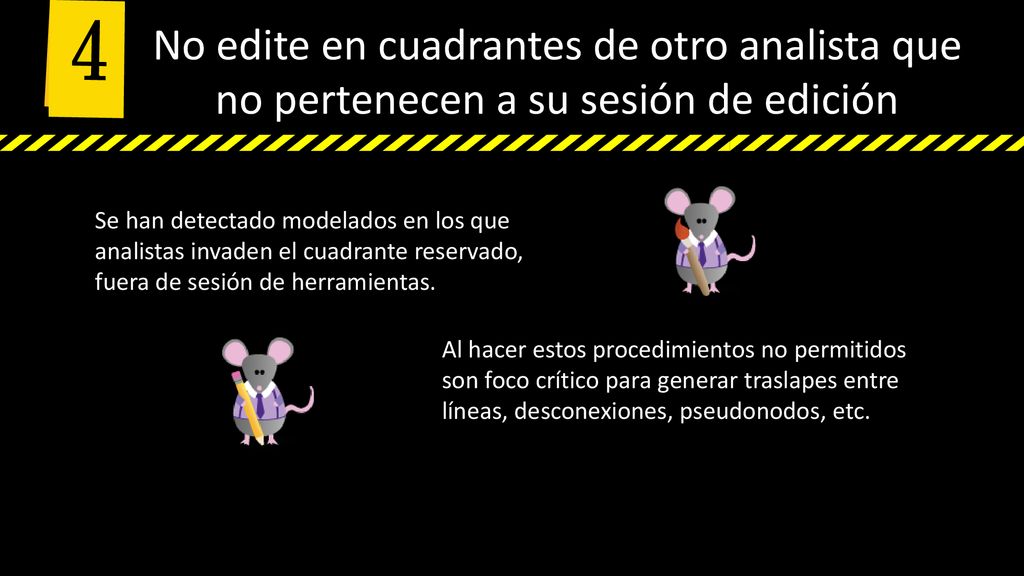 4 No edite en cuadrantes de otro analista que no pertenecen a su sesión de edición.