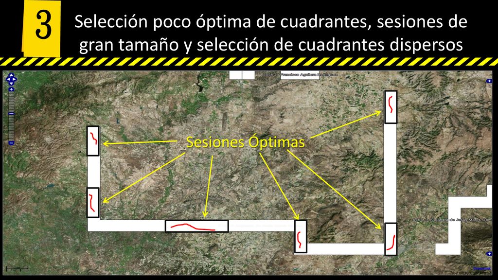3 Selección poco óptima de cuadrantes, sesiones de gran tamaño y selección de cuadrantes dispersos.