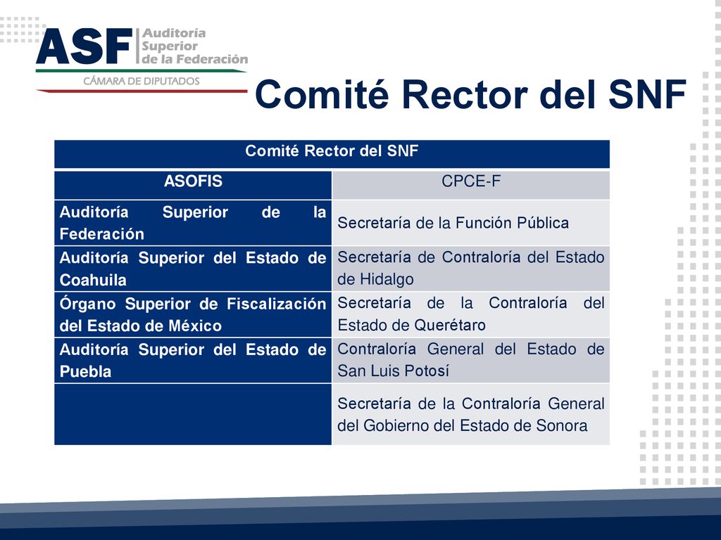 Comité Rector del SNF Comité Rector del SNF ASOFIS CPCE-F