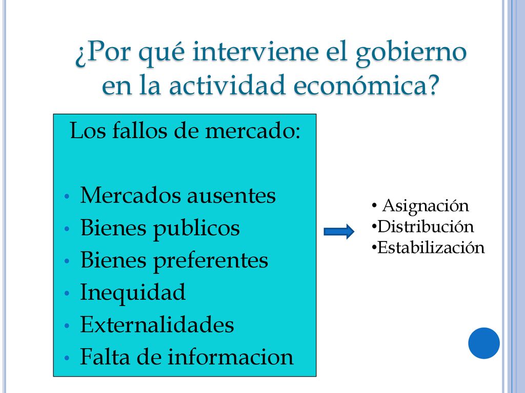 ¿Por qué interviene el gobierno en la actividad económica