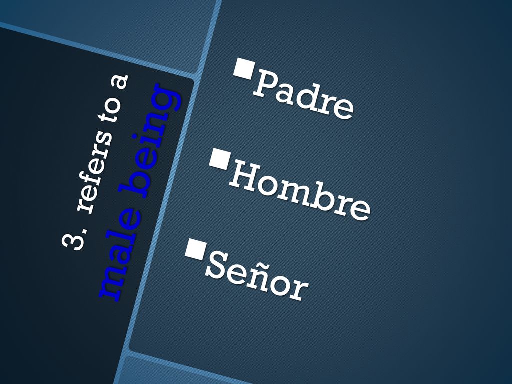 Padre Hombre Señor 3. refers to a male being