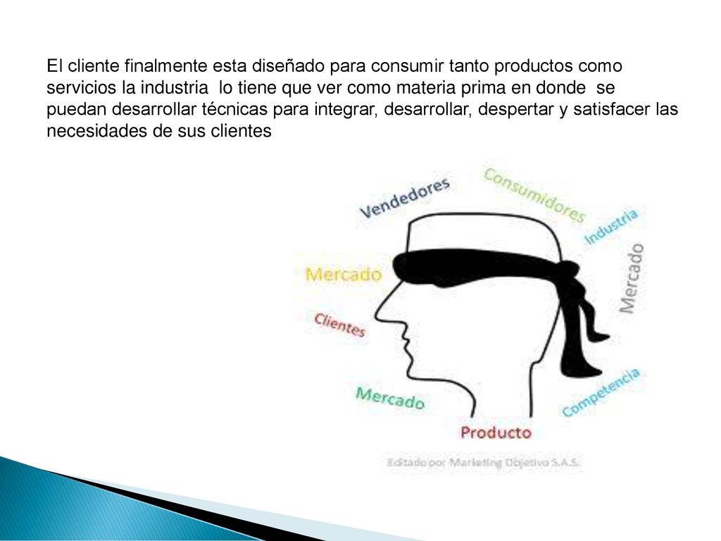 El cliente finalmente esta diseñado para consumir tanto productos como servicios la industria lo tiene que ver como materia prima en donde se puedan desarrollar técnicas para integrar, desarrollar, despertar y satisfacer las necesidades de sus clientes