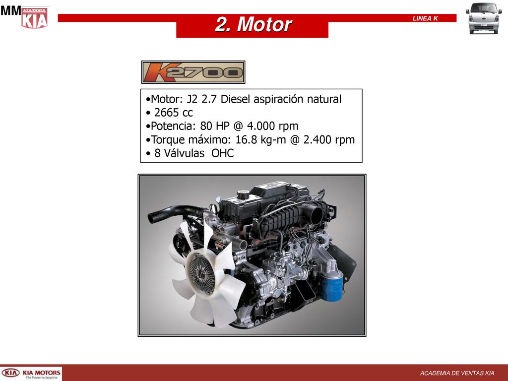 2. Motor MM Motor: J2 2.7 Diesel aspiración natural 2665 cc