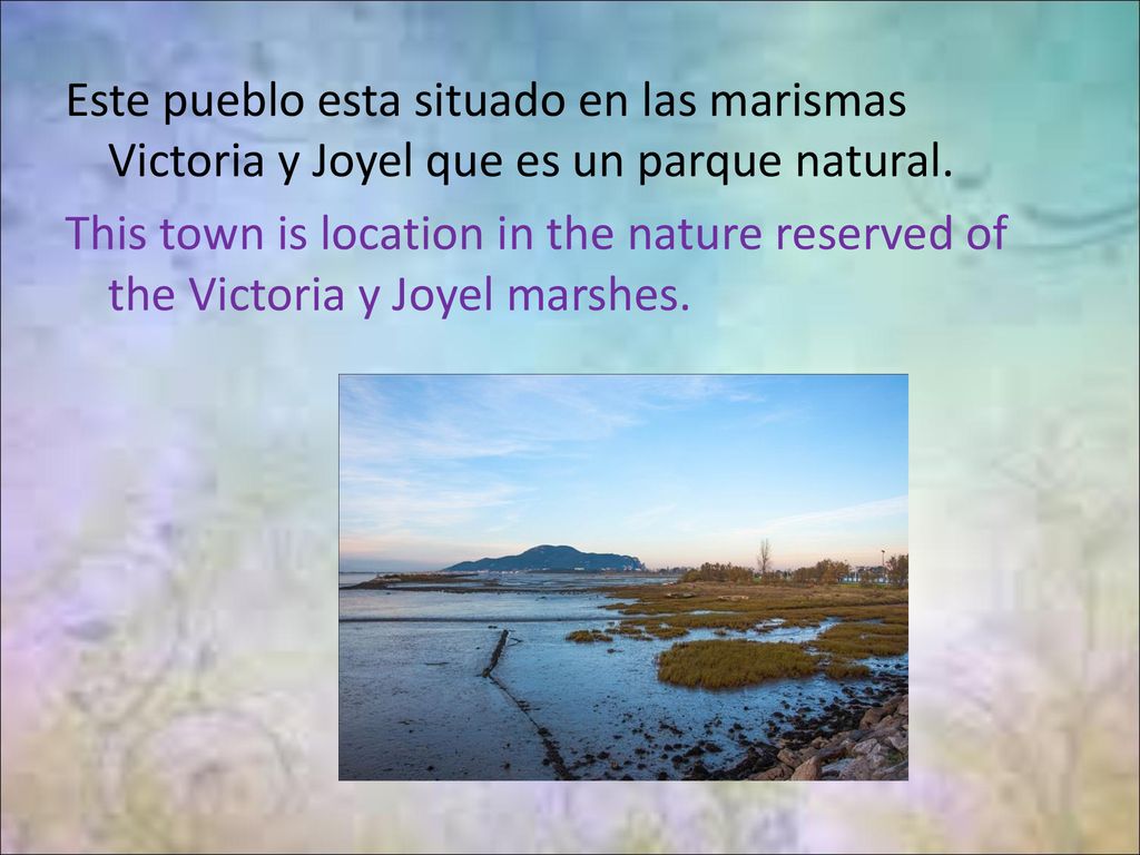 Este pueblo esta situado en las marismas Victoria y Joyel que es un parque natural.
