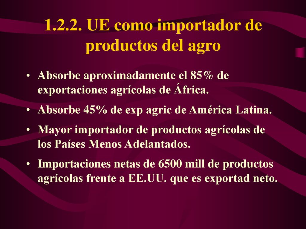 UE como importador de productos del agro