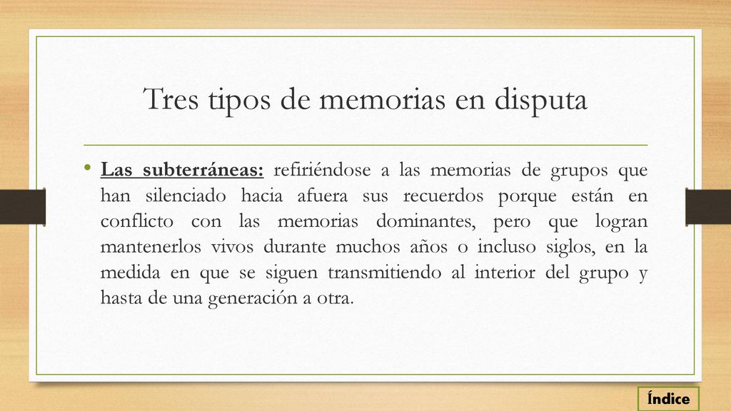 Tres tipos de memorias en disputa