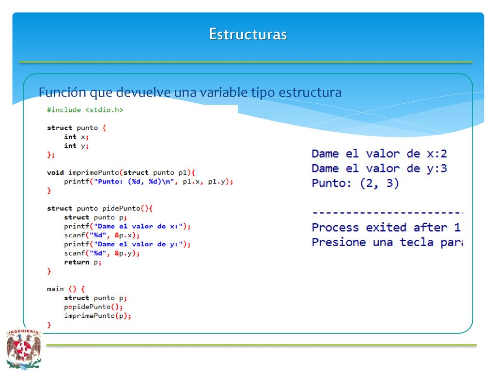 Estructuras Función que devuelve una variable tipo estructura