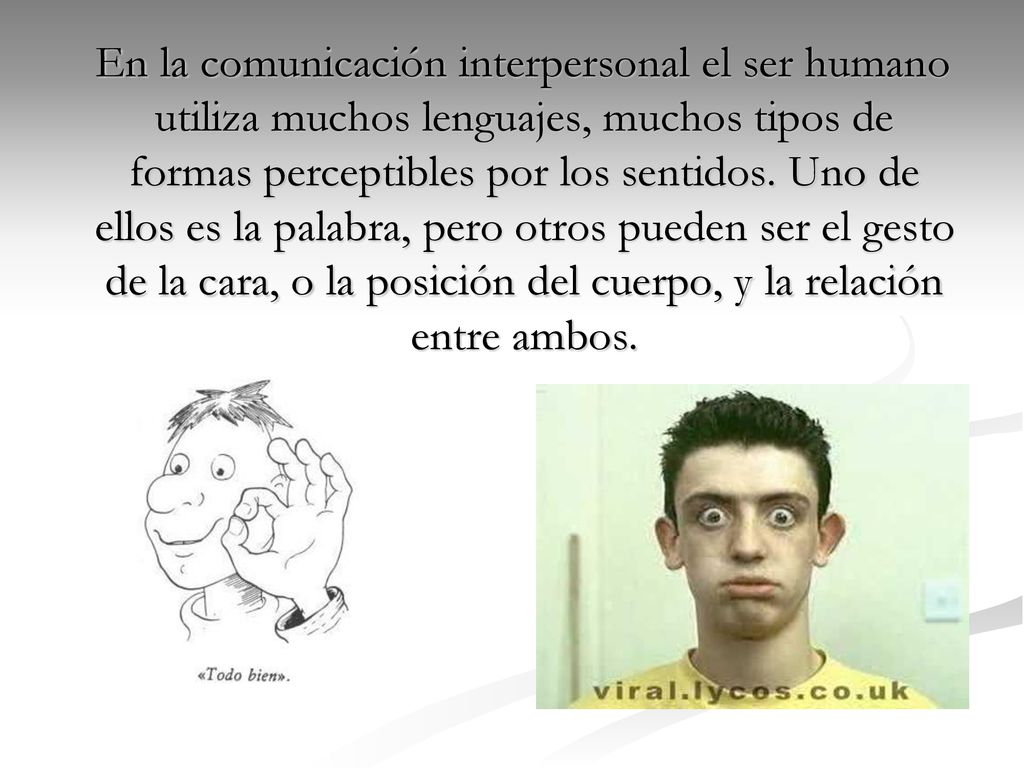 En la comunicación interpersonal el ser humano utiliza muchos lenguajes, muchos tipos de formas perceptibles por los sentidos.