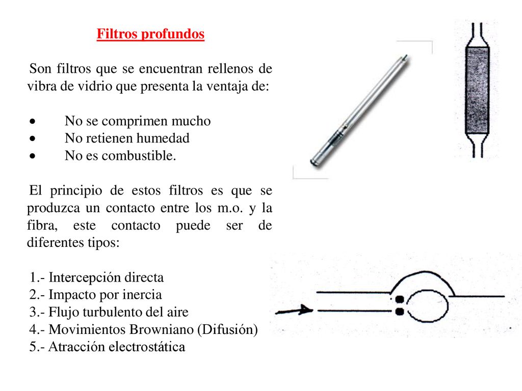 Filtros profundos Son filtros que se encuentran rellenos de vibra de vidrio que presenta la ventaja de: