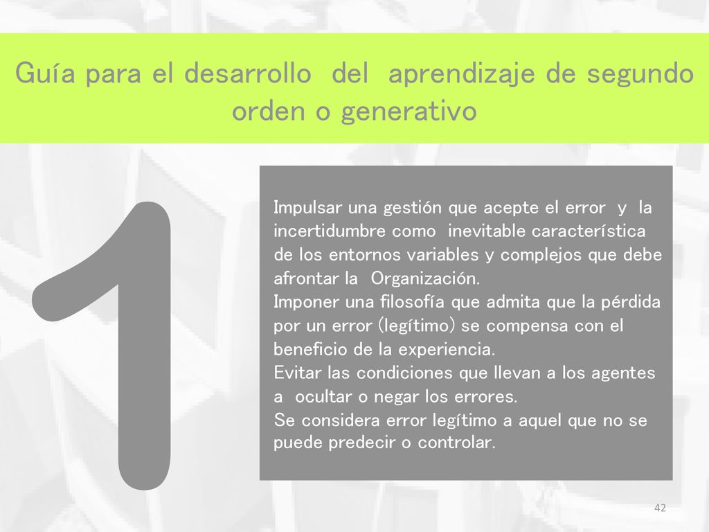 Guía para el desarrollo del aprendizaje de segundo orden o generativo