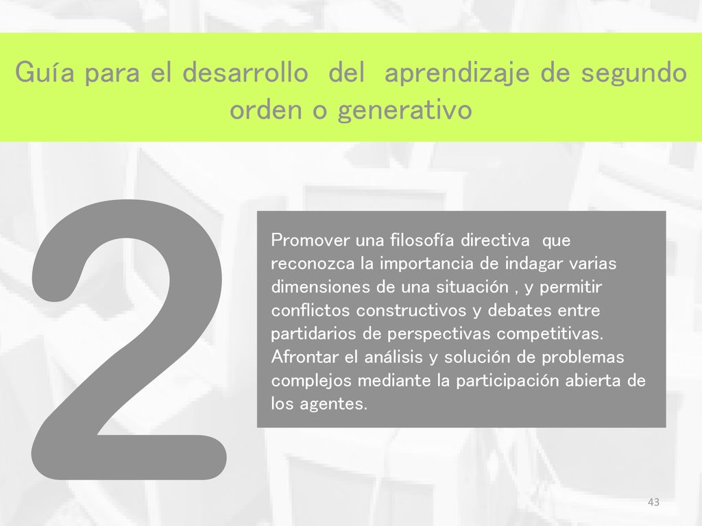 Guía para el desarrollo del aprendizaje de segundo orden o generativo