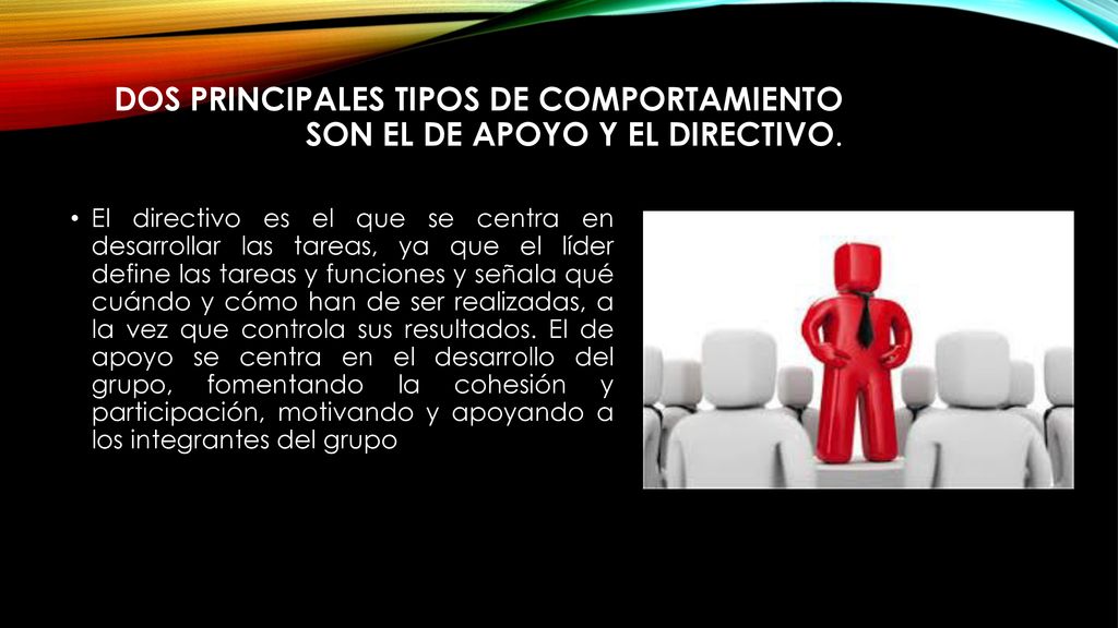 dos principales tipos de comportamiento son el de apoyo y el directivo.