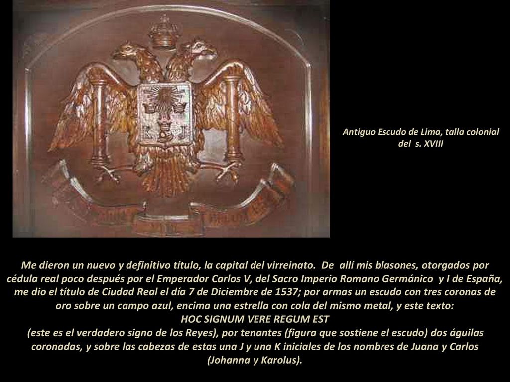 Antiguo Escudo de Lima, talla colonial del s. XVIII