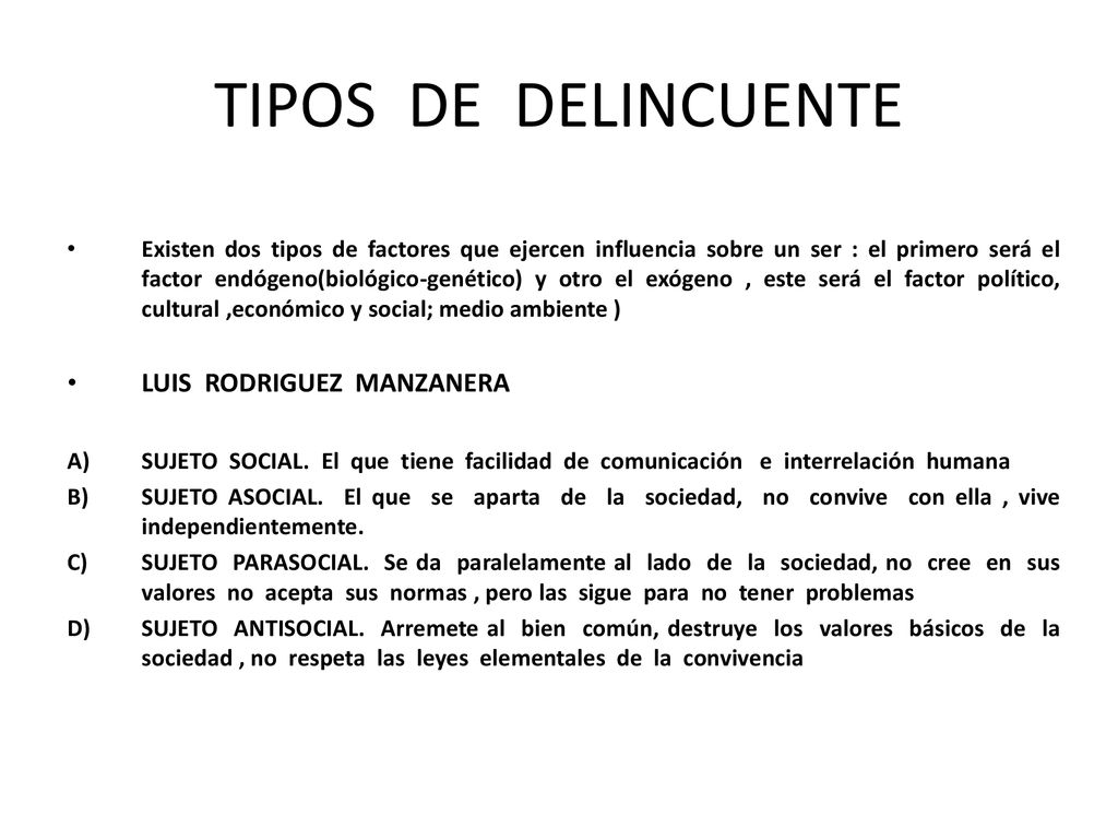 TIPOS DE DELINCUENTE LUIS RODRIGUEZ MANZANERA