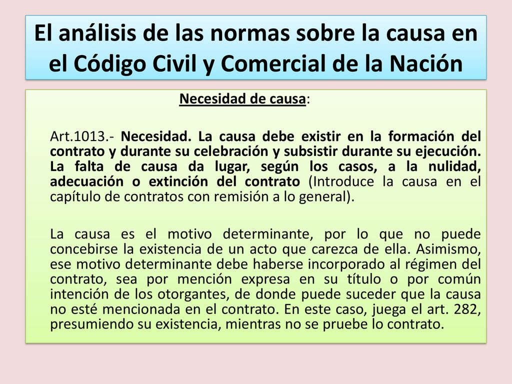 El análisis de las normas sobre la causa en el Código Civil y Comercial de la Nación