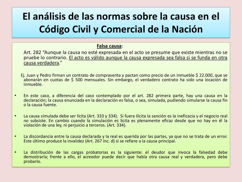 El análisis de las normas sobre la causa en el Código Civil y Comercial de la Nación