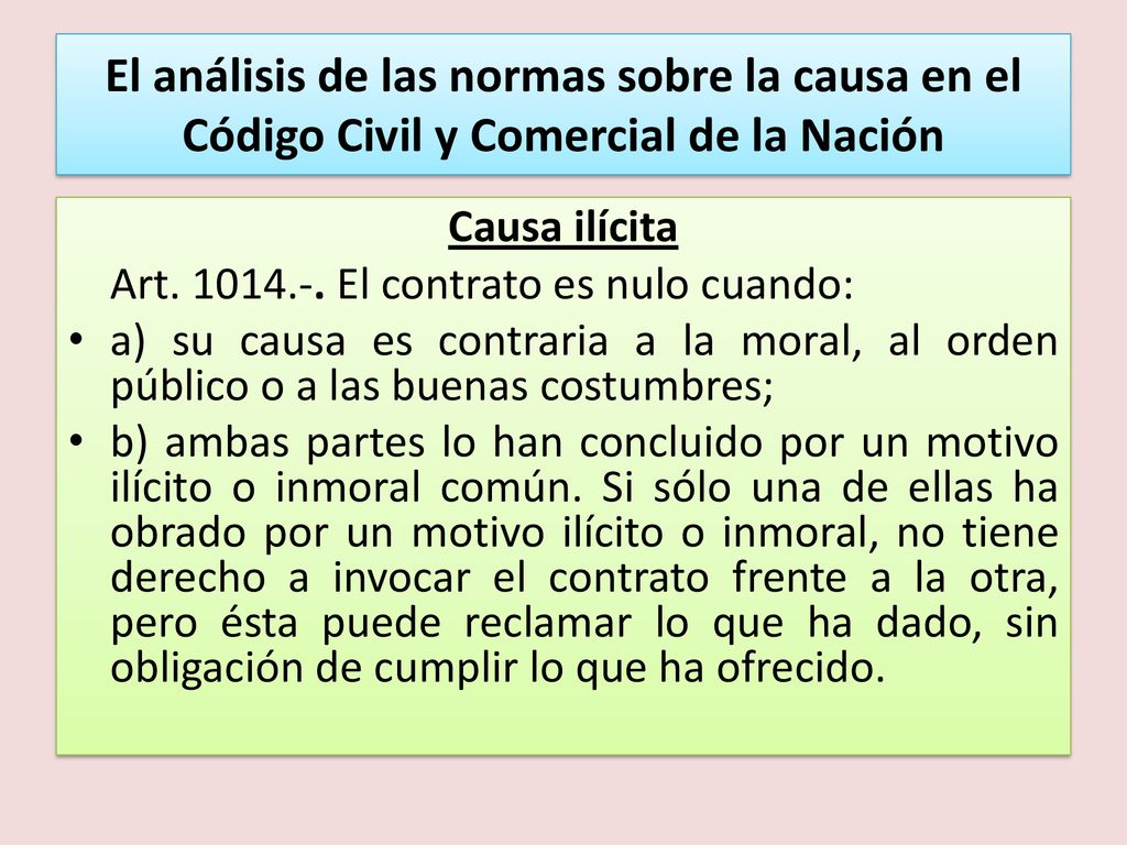 El análisis de las normas sobre la causa en el Código Civil y Comercial de la Nación
