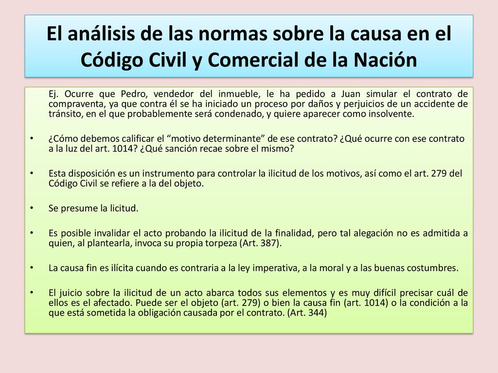 El análisis de las normas sobre la causa en el Código Civil y Comercial de la Nación