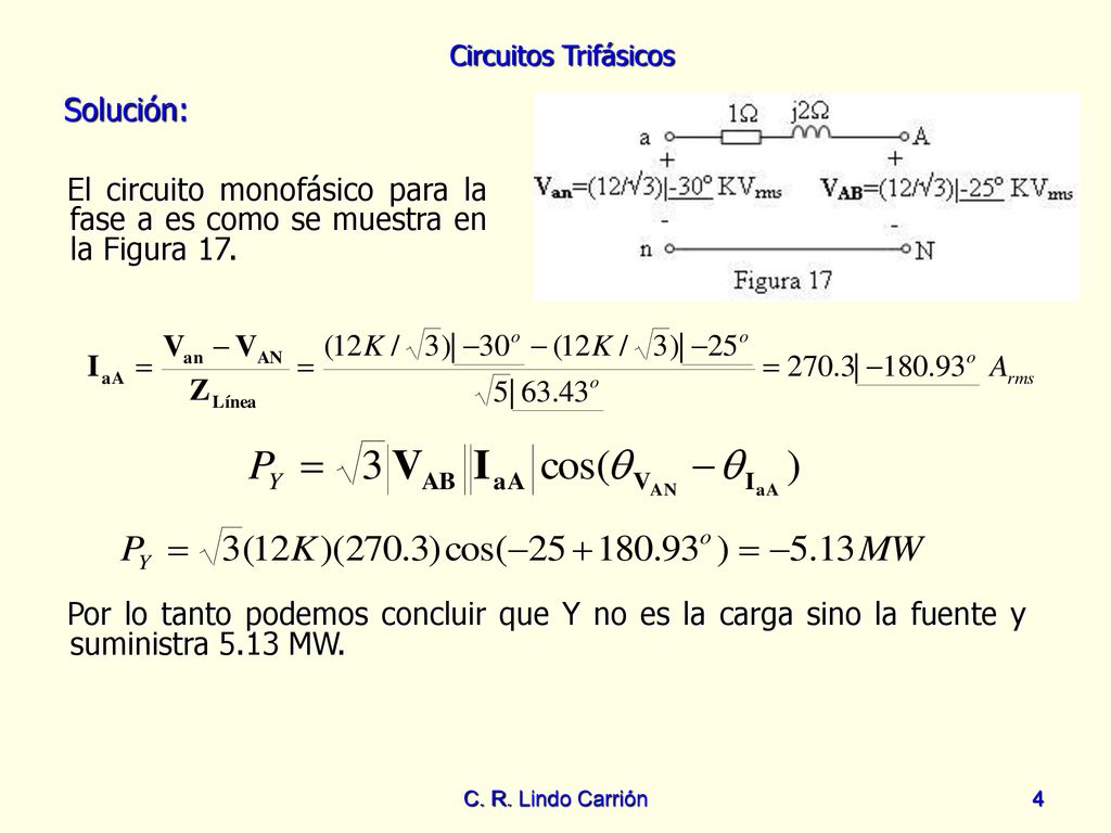 Solución: El circuito monofásico para la fase a es como se muestra en la Figura 17.