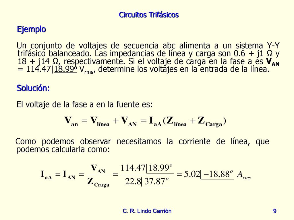 El voltaje de la fase a en la fuente es: