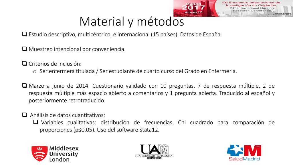 Material y métodos Estudio descriptivo, multicéntrico, e internacional (15 países). Datos de España.