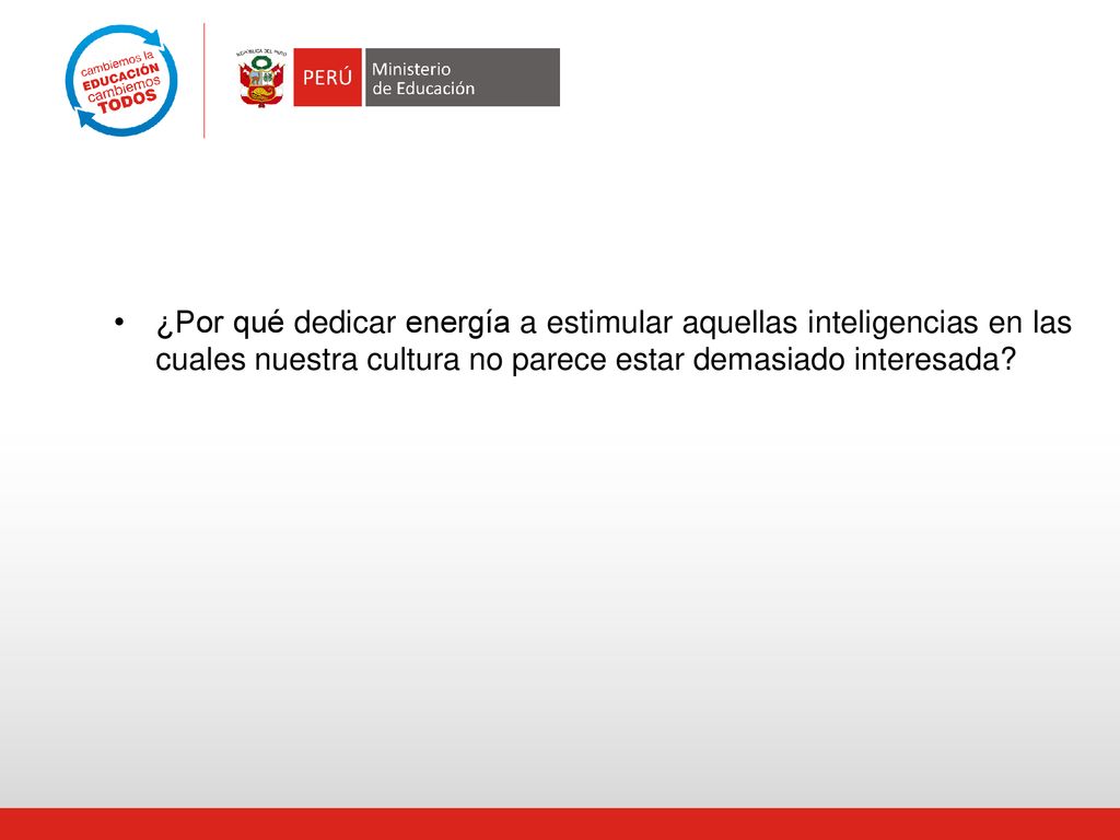 ¿Por qué dedicar energía a estimular aquellas inteligencias en las cuales nuestra cultura no parece estar demasiado interesada