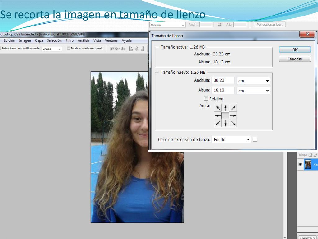 Se recorta la imagen en tamaño de lienzo