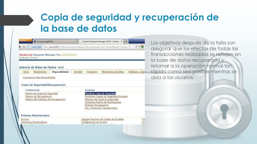 Copia de seguridad y recuperación de la base de datos