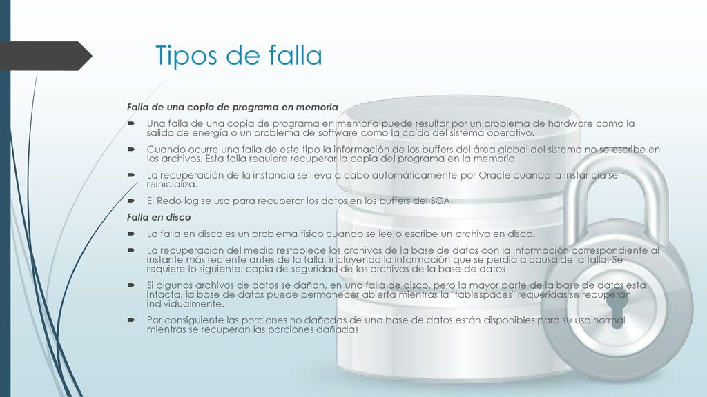 Tipos de falla Falla de una copia de programa en memoria