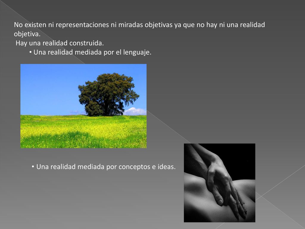 No existen ni representaciones ni miradas objetivas ya que no hay ni una realidad objetiva.