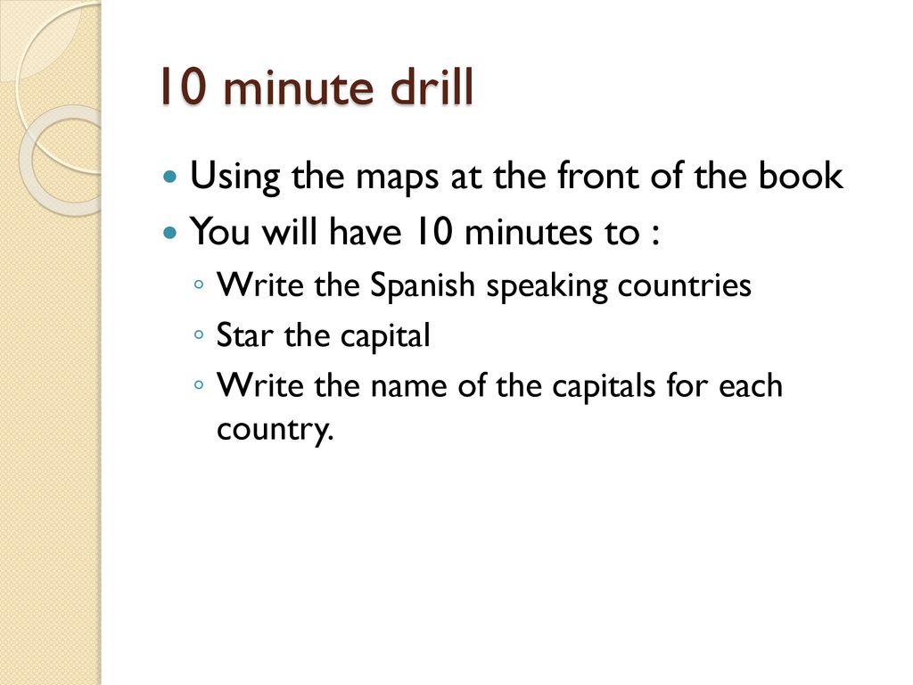 10 minute drill Using the maps at the front of the book