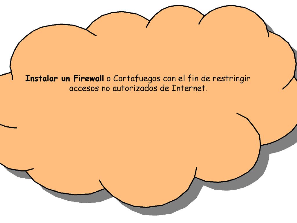 Instalar un Firewall o Cortafuegos con el fin de restringir accesos no autorizados de Internet.