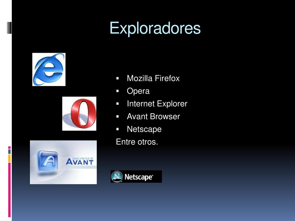 Exploradores Mozilla Firefox Opera Internet Explorer Avant Browser