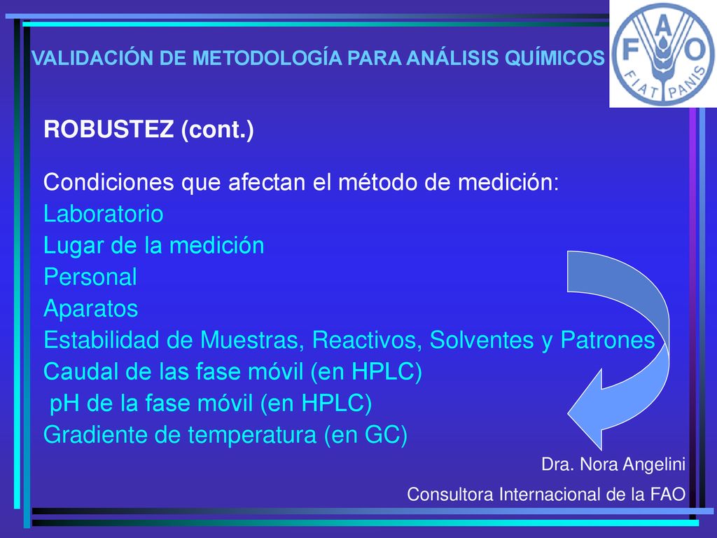 Condiciones que afectan el método de medición: Laboratorio