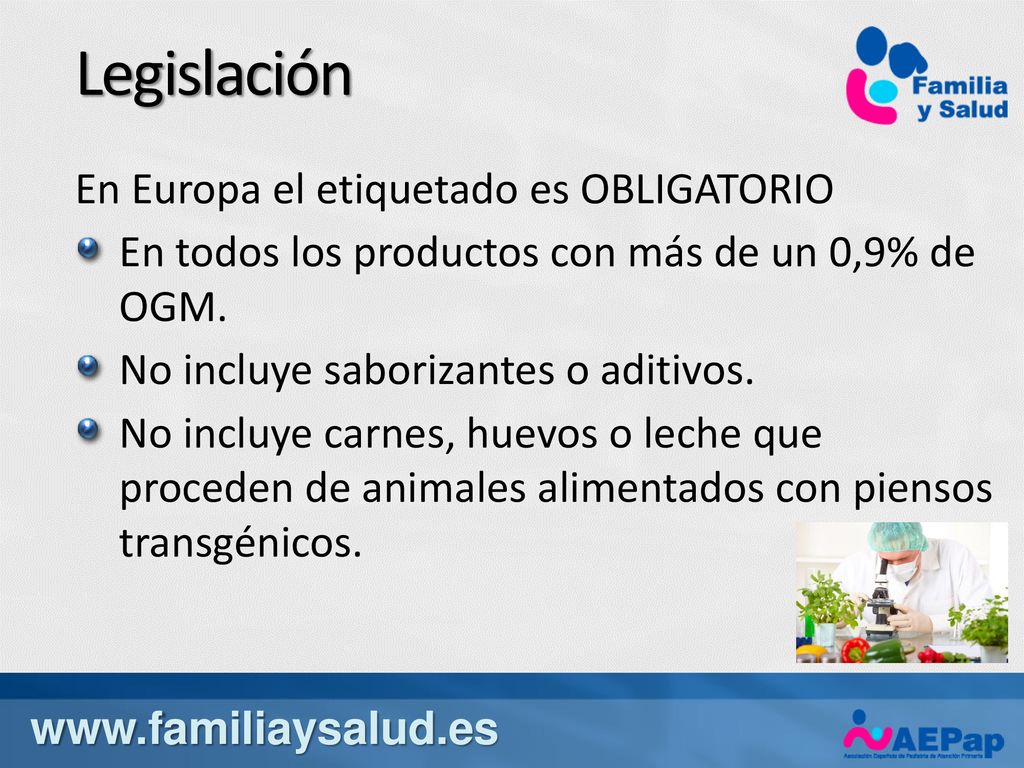 Legislación En Europa el etiquetado es OBLIGATORIO